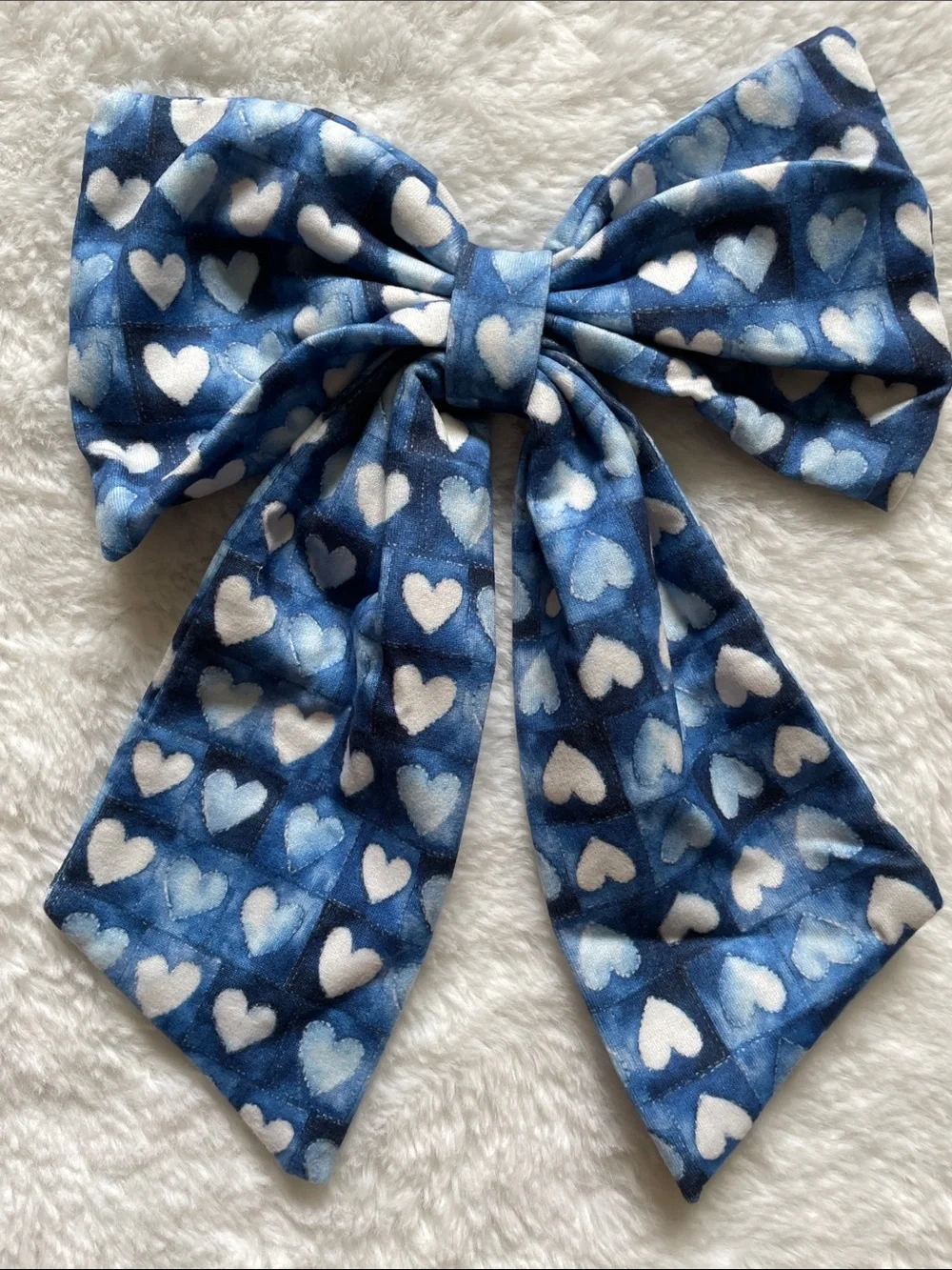 Boutique Blue Heart Pet Bow
